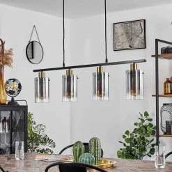 Suspension Hunouri Noir, 4 Lumieres