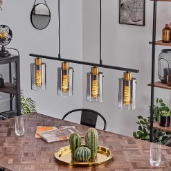 Suspension Hunouri Noir, 4 Lumieres