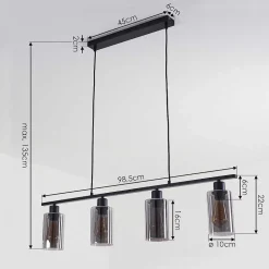 Suspension Hunouri Noir, 4 Lumieres
