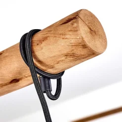 Suspension Imana Bois Clair, Noir, 4 Lumieres