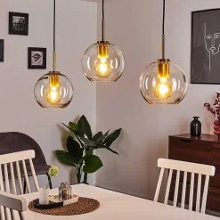 Suspension Karo Laiton, Noir, 3 Lumieres