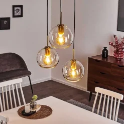 Suspension Karo Laiton, Noir, 3 Lumieres