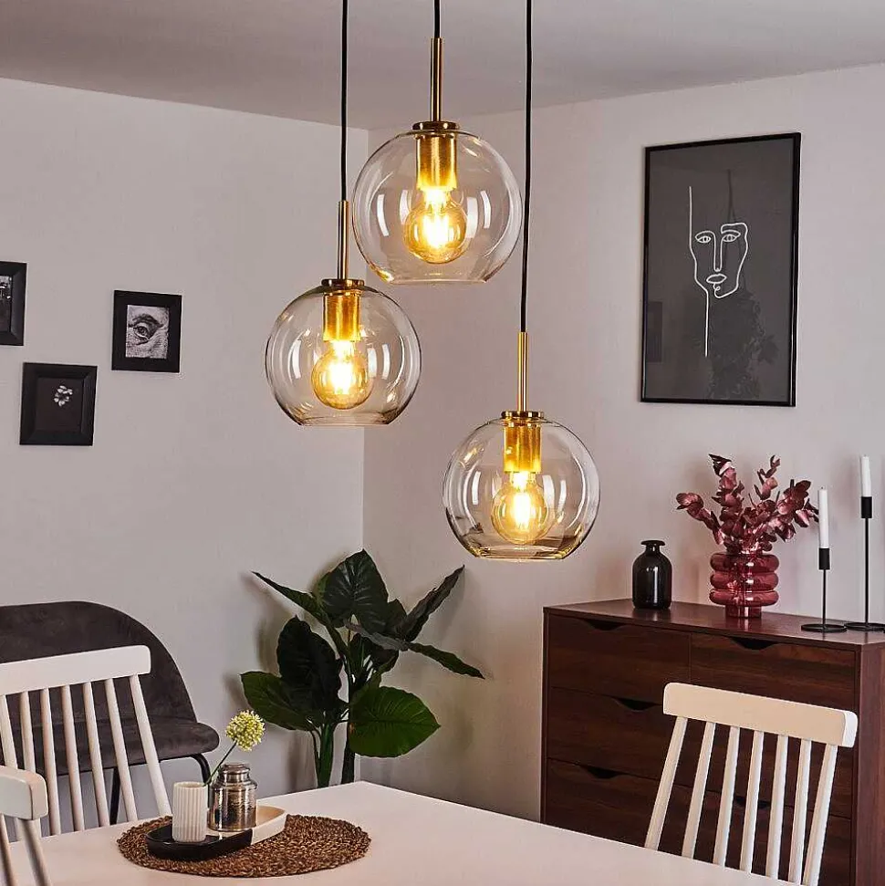 Suspension Karo Laiton, Noir, 3 Lumieres