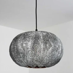 Suspension Kemer Noir, Argente, 1 Lumiere