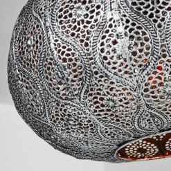 Suspension Kemer Noir, Argente, 1 Lumiere