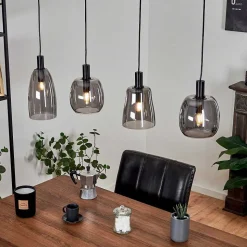 Suspension Kenong Noir, 4 Lumieres