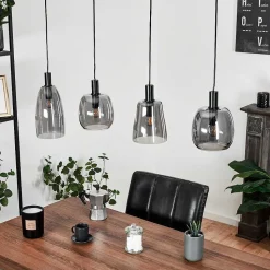 Suspension Kenong Noir, 4 Lumieres