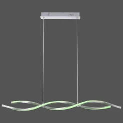 Suspension Leuchten-Direkt Lolasmart-Swing Led Acier Brosse, 2 Lumieres, Telecommandes, Changeur De Couleurs