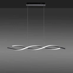 Suspension Leuchten-Direkt Lolasmart-Swing Led Acier Brosse, 2 Lumieres, Telecommandes, Changeur De Couleurs