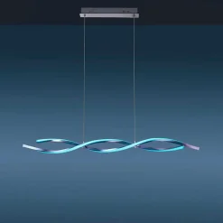 Suspension Leuchten-Direkt Lolasmart-Swing Led Acier Brosse, 2 Lumieres, Telecommandes, Changeur De Couleurs