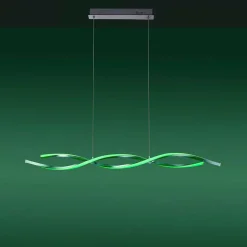 Suspension Leuchten-Direkt Lolasmart-Swing Led Acier Brosse, 2 Lumieres, Telecommandes, Changeur De Couleurs