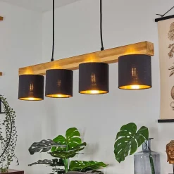 Suspension Malimea Ecru, Noir, 4 Lumieres