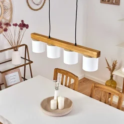 Suspension Malimea Ecru, Noir, 4 Lumieres