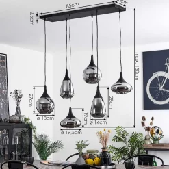 Suspension Maynal Noir, 6 Lumieres