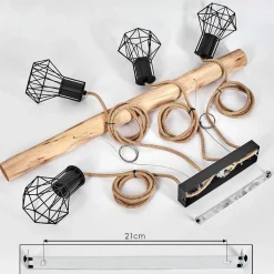 Suspension Mechaico Ecru, Noir, 4 Lumieres