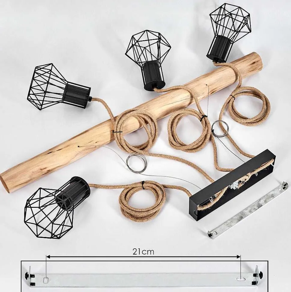 Suspension Mechaico Ecru, Noir, 4 Lumieres