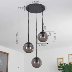 Suspension Mesas Noir, 3 Lumieres