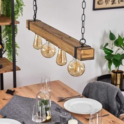 Suspension Montgomery Ecru, Noir, 4 Lumieres