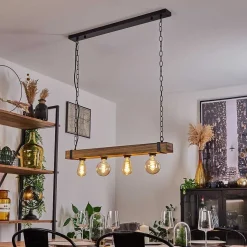 Suspension Montgomery Ecru, Noir, 4 Lumieres