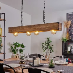 Suspension Olomouc Ecru, Noir, 4 Lumieres