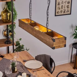 Suspension Olomouc Ecru, Noir, 4 Lumieres