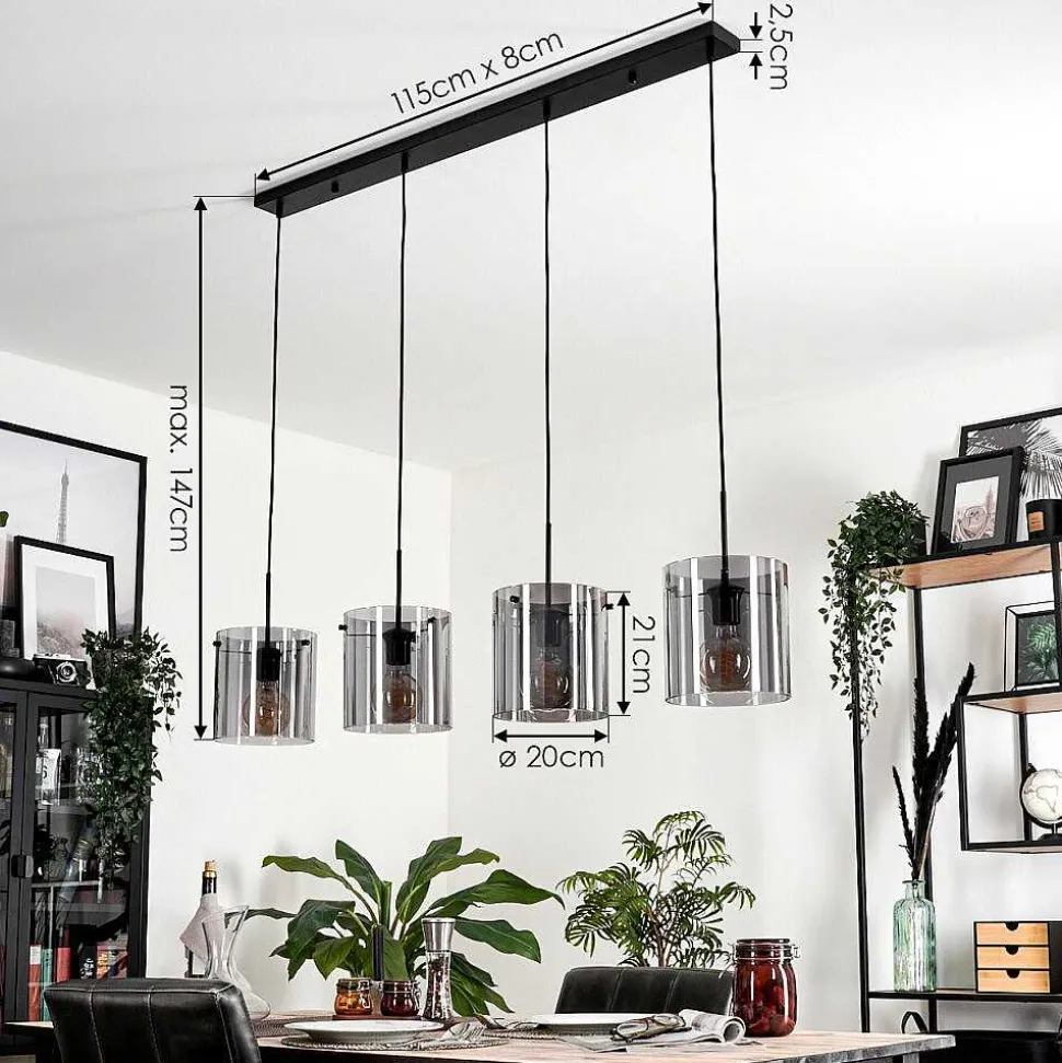 Suspension Parane Fume, 4 Lumieres