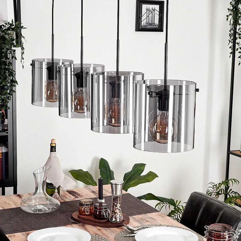 Suspension Parane Fume, 4 Lumieres