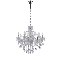 Suspension Paul Neuhaus Gracia Transparent, 8 Lumieres