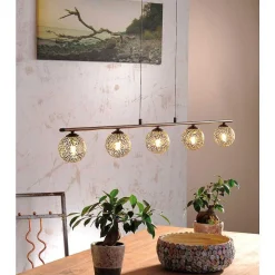 Suspension Paul Neuhaus Greta Rouille, 5 Lumieres