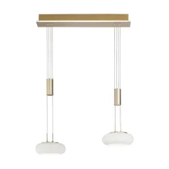 Suspension Paul Neuhaus Q-Etienne Led Laiton, 2 Lumieres, Telecommandes