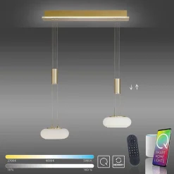 Suspension Paul Neuhaus Q-Etienne Led Laiton, 2 Lumieres, Telecommandes