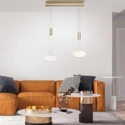 Suspension Paul Neuhaus Q-Etienne Led Laiton, 2 Lumieres, Telecommandes