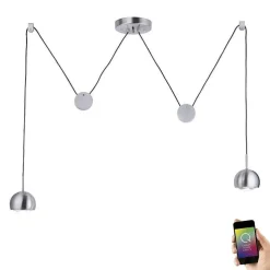 Suspension Paul Neuhaus Q-Adam Led Acier Inoxydable, 2 Lumieres, Telecommandes, Changeur De Couleurs