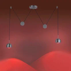 Suspension Paul Neuhaus Q-Adam Led Acier Inoxydable, 2 Lumieres, Telecommandes, Changeur De Couleurs