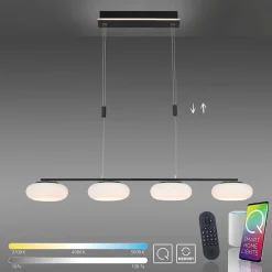 Suspension Paul Neuhaus Q-Etienne Led Noir, 4 Lumieres, Telecommandes