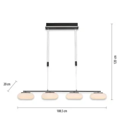 Suspension Paul Neuhaus Q-Etienne Led Noir, 4 Lumieres, Telecommandes