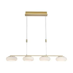 Suspension Paul Neuhaus Q-Etienne Led Laiton, 4 Lumieres, Telecommandes