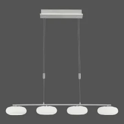 Suspension Paul-Neuhaus Q-Etienne Led Acier Brosse, 4 Lumieres, Telecommandes