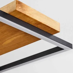 Suspension Pompu Led Bois Clair, Noir, 1 Lumiere