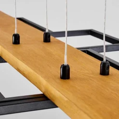 Suspension Pompu Led Bois Clair, Noir, 1 Lumiere