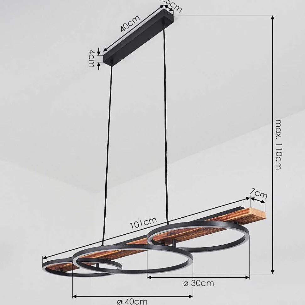 Suspension Pompu Led Brun, Noir, 3 Lumieres
