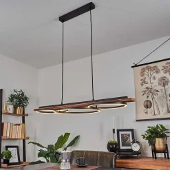 Suspension Pompu Led Brun, Noir, 3 Lumieres