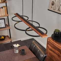 Suspension Pompu Led Brun, Noir, 3 Lumieres