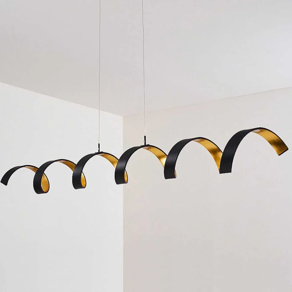 Suspension Rezat Led Noir Dore, 6 Lumieres