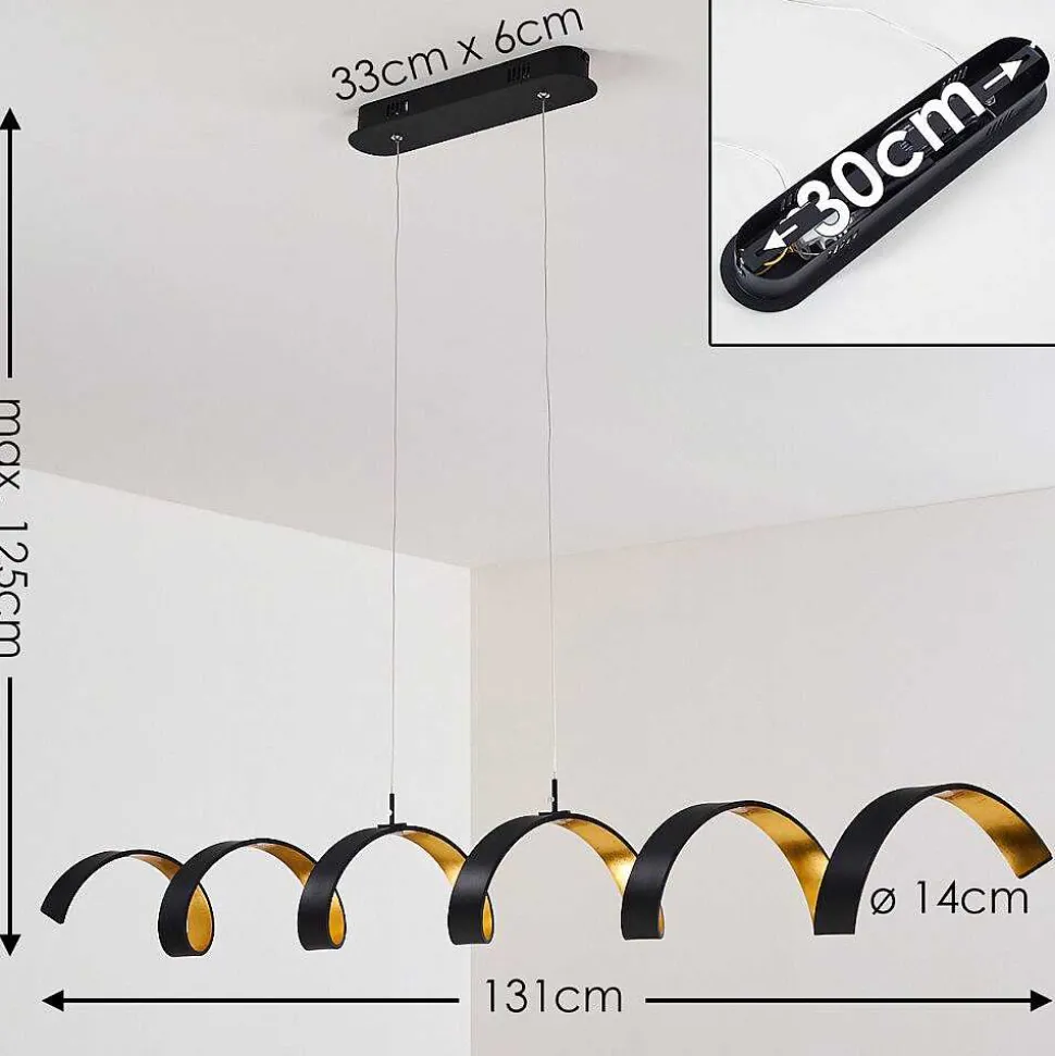 Suspension Rezat Led Noir Dore, 6 Lumieres
