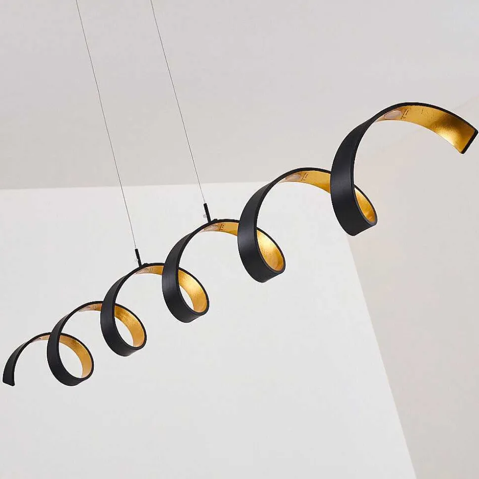 Suspension Rezat Led Noir Dore, 6 Lumieres