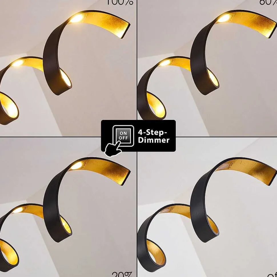 Suspension Rezat Led Noir Dore, 6 Lumieres