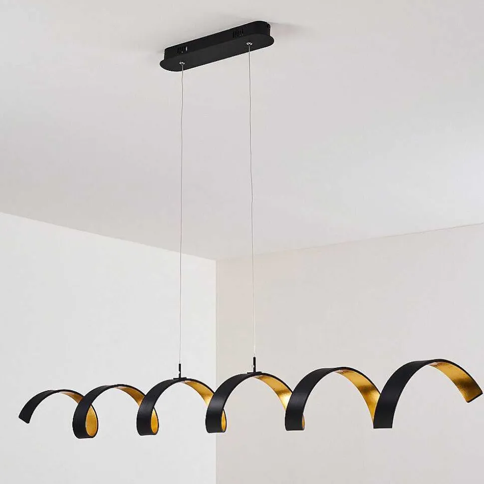 Suspension Rezat Led Noir Dore, 6 Lumieres