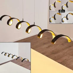 Suspension Rezat Led Noir Dore, 6 Lumieres