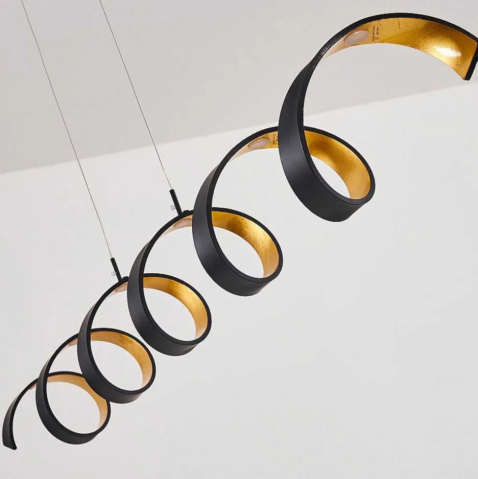 Suspension Rezat Led Noir Dore, 6 Lumieres